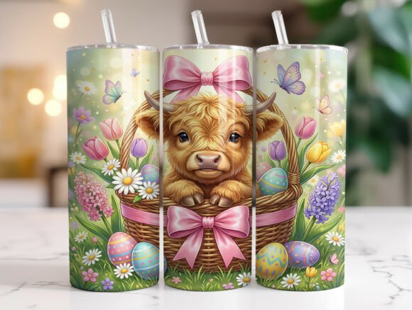20oz Highland Cow Easter Tumbler Wrap