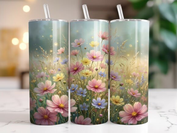Boho Pastel Wildflower Meadow Tumbler Graphics