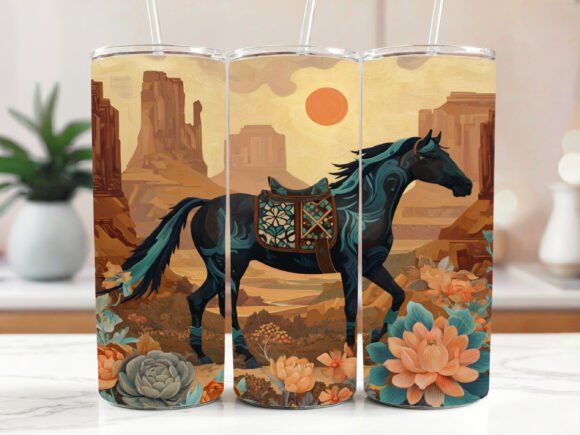 Brown Horses Running 20 Oz Skinny Graphics