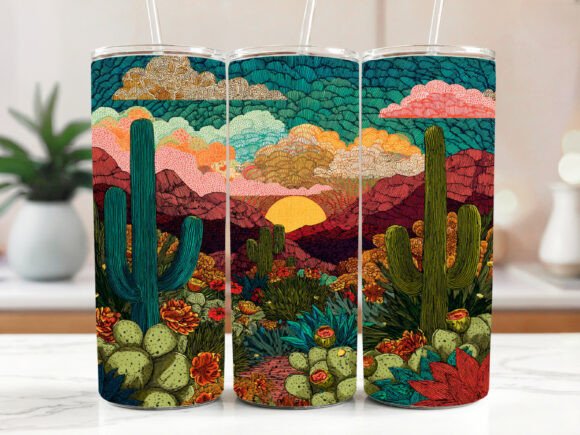Cactus Western Tumbler Wrap 20 Oz Graphics