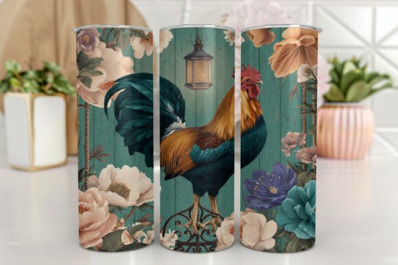 Chicken Floral Seamless Pattern Digital Graphics