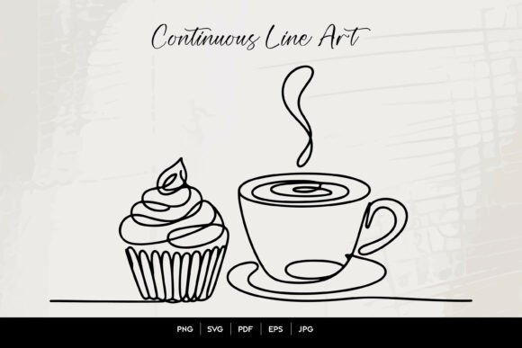 Coffee Cupcake Line Art SVG: Graphics and Crafts