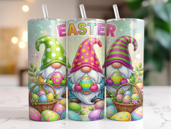 Colorful Easter Gnome 20oz Tumbler Wrap Graphics