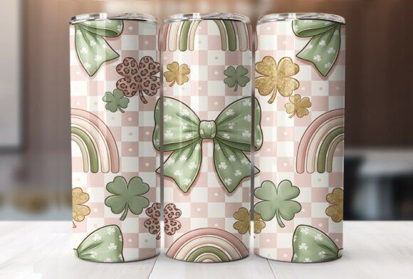 Coquette Shamrock Bow 20oz Tumbler Wrap Graphics