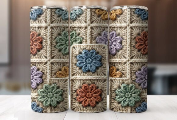 Crochet Granny 20oz Tumbler Wrap Design