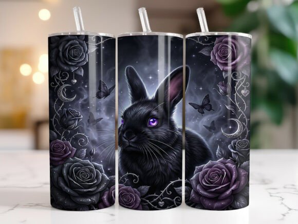 Dark Rose Bunny Fantasy Tumbler Wraps & Graphics