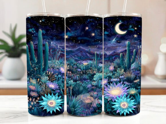 Desert Sunset Cacti Tumbler 20oz Graphics