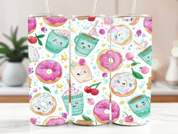 Donut Tumbler Wrap PNG, Donut 20 Oz