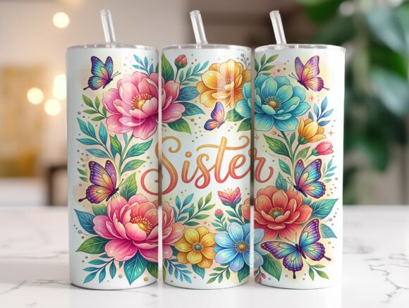 Floral Sister Tumbler Wraps Graphics Review