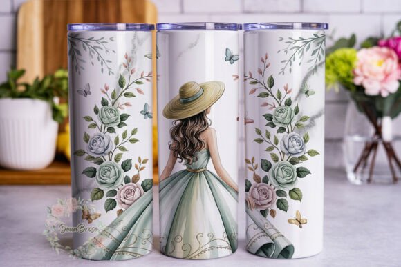 Green Floral Quinceanera Tumbler Graphics & Wraps