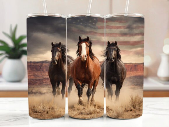 Horse Tumbler with Vibrant Colours