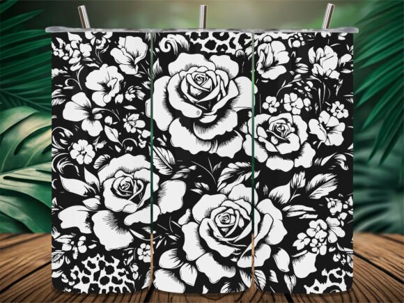 Leopard Rose Floral Tumbler: Graphics for Crafts and Creative Design
