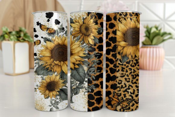Leopard Sunflower Floral Tumbler Wrap: Graphics & Tumbler Wraps