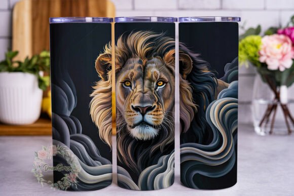 Majestic Lion Smoke Graphics for Tumbler Wraps