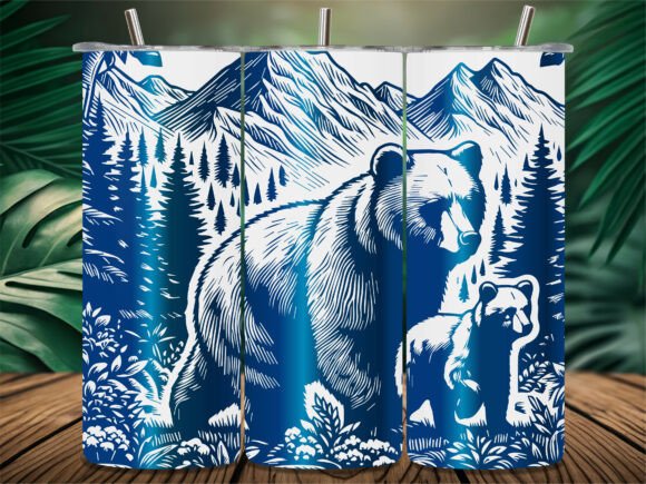 Mama Bear Mountains Forest Tumbler Graphics for Crafts Branding