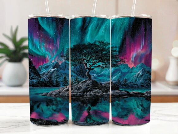 Northern Lights 20oz Skinny Tumbler Graphics