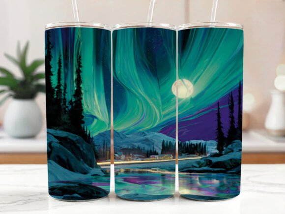 Northern Lights Sublimation Design for Tumbler Wraps