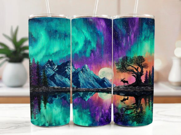 Northern Lights Tumbler Wrap Aurora Graphics