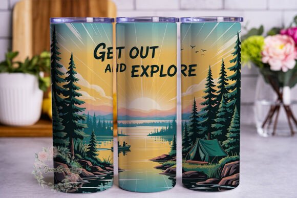 Outdoor Camping Lake Graphics for Tumbler Wraps