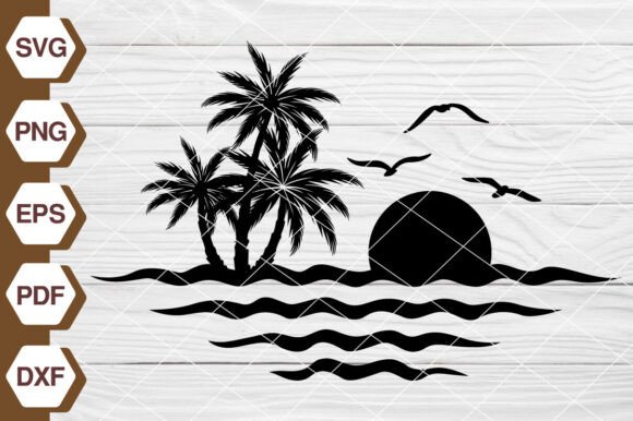 Palm Scene SVG, Beach Scene SVG EP526