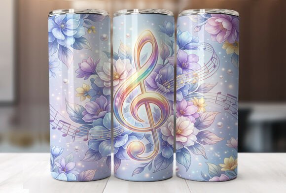 Pastel Music Notes Flower 20oz Tumbler Graphics & Wraps