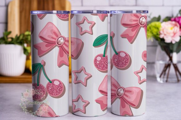 Pink Bow Cherry Glitter 20oz Tumbler – A Designer's Take