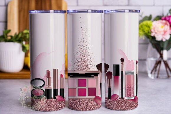 Pink Rose Gold Glamour Tumbler Wrap Graphics