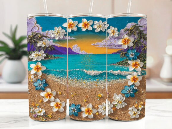 Plumeria Tumbler Wrap Graphics for Branding