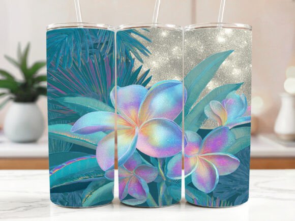 Plumerias Flower Tumbler Wrap: Graphics for Tumbler Wraps