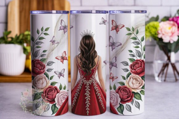 Regal Red Gown Floral 20oz Tumbler Wrap