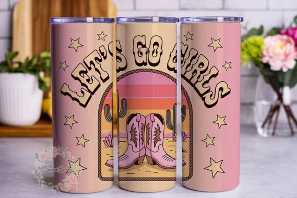 Retro Cowgirl Boots 20oz Tumbler Wrap Graphics