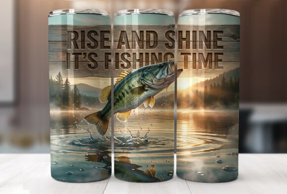 Rise and Shine Its Fishing Time Tumbler Graphics and Wraps