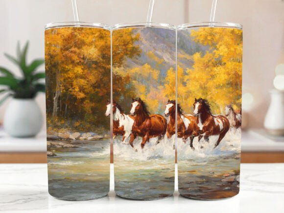 Running Horses 20oz Sublimation Tumbler Graphics