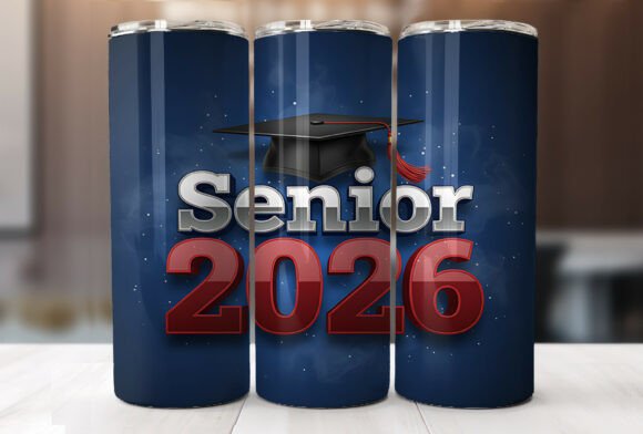 Senior 2026 Red Blue Graduation Tumbler Graphics