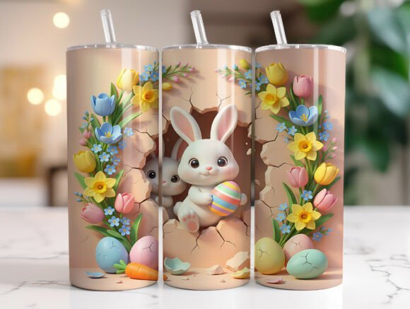 Spring Bunny with Egg Tumbler Wrap Graphics