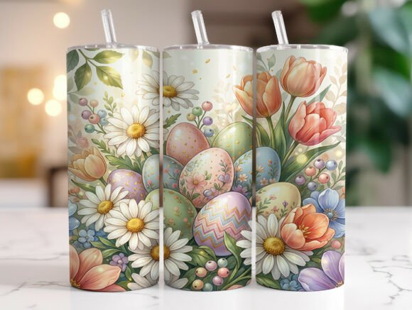 Spring Floral Easter Egg Tumbler Wrap Graphics