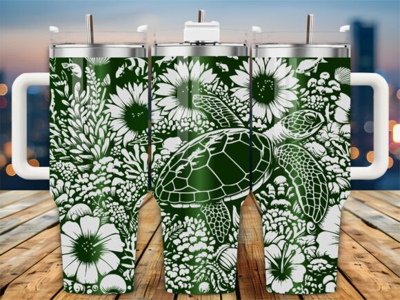 Tropical Turtle Nature Graphics for Crafts
