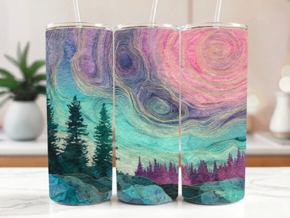 Tumbler Wrap Northern Lights Sublimation Graphics