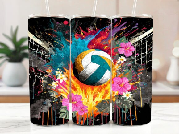 Volleyball 20 Oz Skinny Tumbler Graphics & Tumbler Wraps