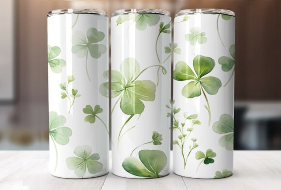Watercolor Shamrock Clover Tumbler Wrap